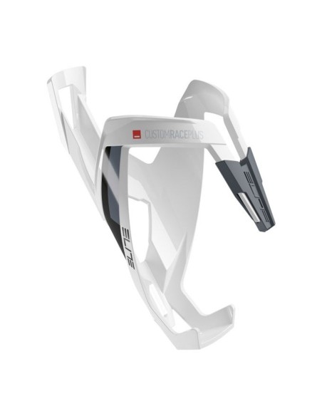 Elite Bottle Cage Custom Race+ White Glossy, Black graphic