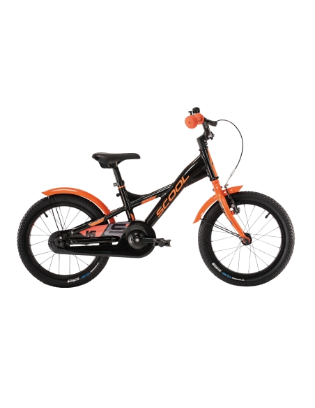Детский велосипед S´COOL XXlite, 16 дюймов, черно-оранжевый